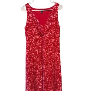 Chaps Red Polka Dot Sleeveless Dress Size L